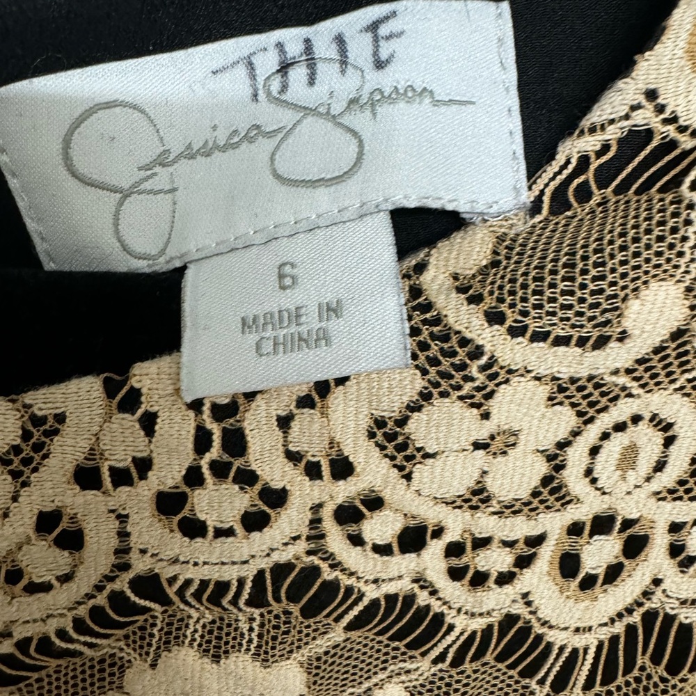 Jessica Simpson Lace Size 6 Beige and Black Dress - Picture 5 of 6
